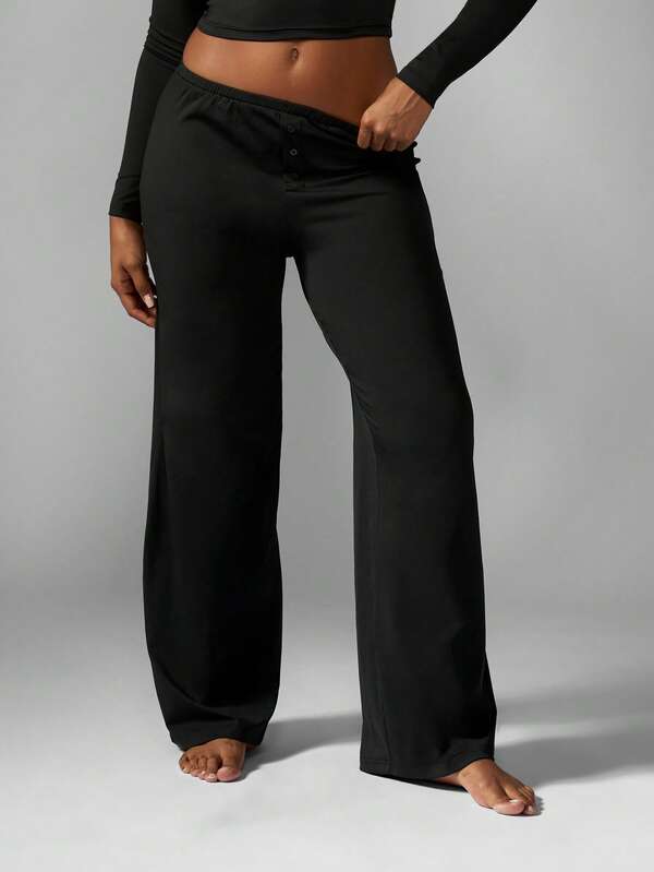 Missguided Missguided X Playboy Long Sleeve Crop Top With Wide Leg Pants Set