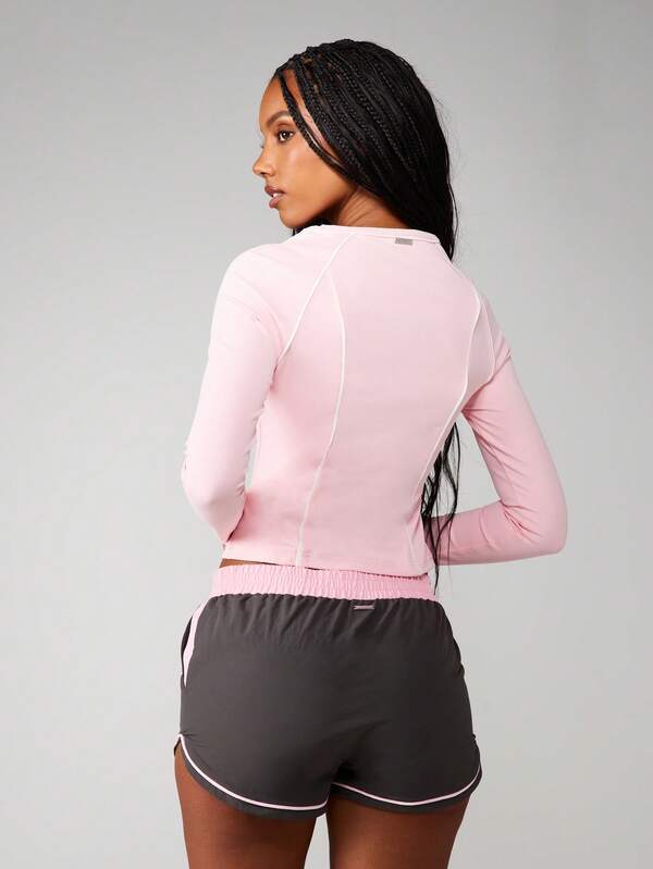 Missguided Missguided X Playboy Long Sleeve Fitted Crop Top With Raglan Sleeves