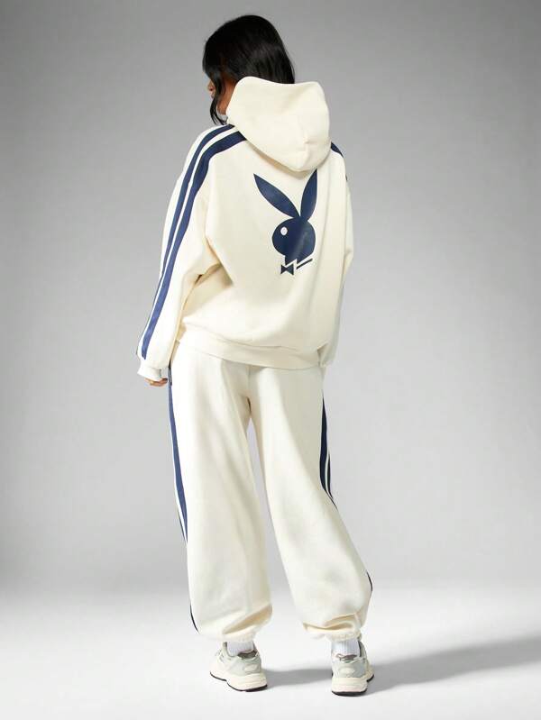 Missguided Missguided X Playboy Luxury Varsity Track Cuffed Ankle Women Sweatpants