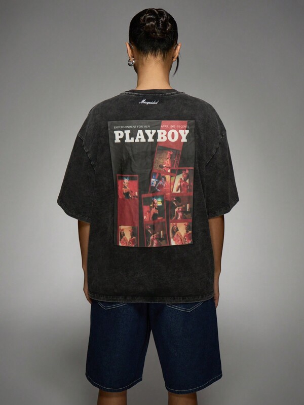 missguided Missguided x Playboy Magazine Cover Print T Shirt With Retro Graphics