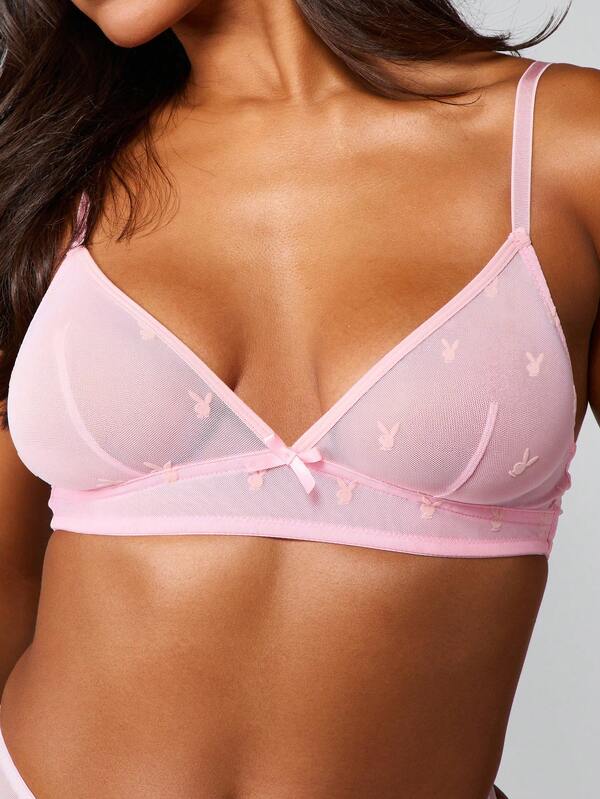 Missguided Missguided X Playboy Mesh Bralette With Bow Detail