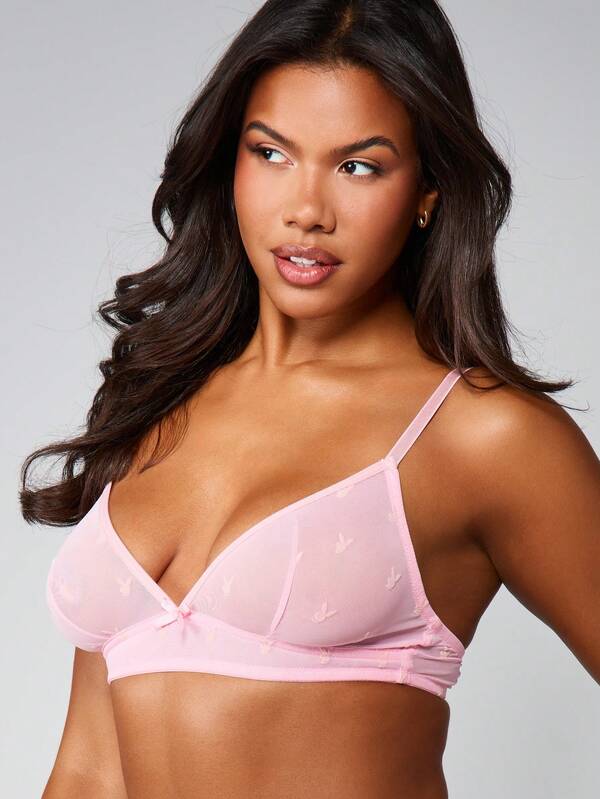 Missguided Missguided X Playboy Mesh Bralette With Bow Detail