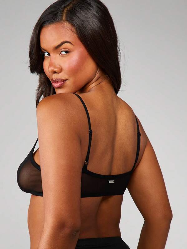 Missguided Missguided X Playboy Mesh Bralette With Rhinestone Hotfix Detail