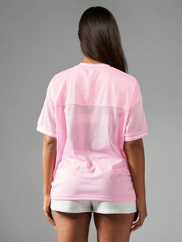 Missguided Missguided X Playboy Mesh Sports Jersey Athletic Oversized T-Shirt
