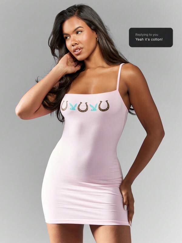 missguided Missguided x Playboy Mini Dress Square Neck Spaghetti Strap Bodycon