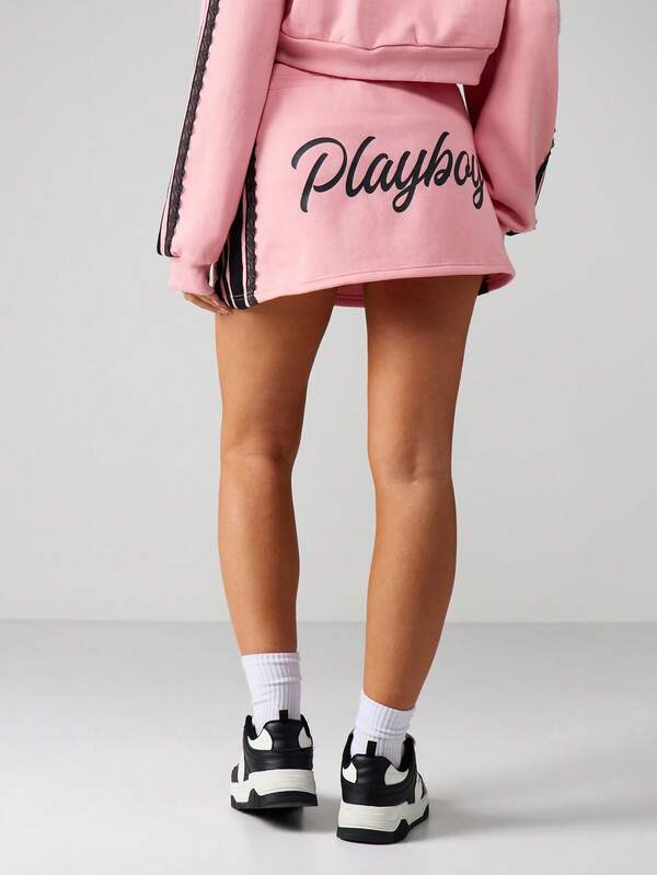 Missguided Missguided X Playboy Mini Sweat Skirt With Side Stripes