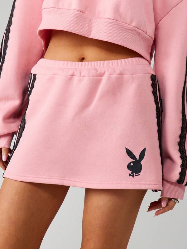 Missguided Missguided X Playboy Mini Sweat Skirt With Side Stripes