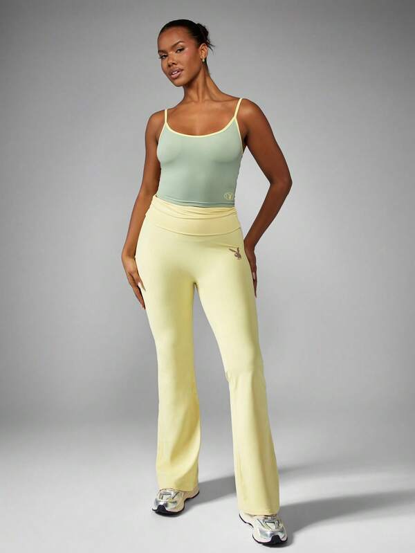 Missguided Missguided X Playboy Mint Green Cami Tank With Yellow Trim
