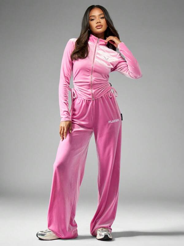 missguided Missguided x Playboy MISSGUIDED Athleisure Ruched Side Jogger Pants