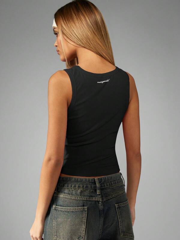 Missguided Missguided X Playboy MISSGUIDED Athletic Ribbed Racerback Tank Top