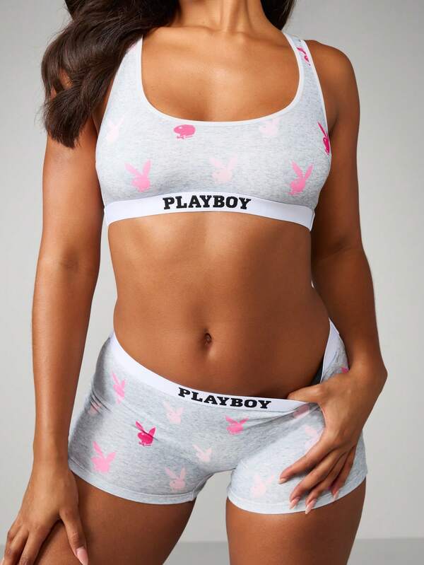 missguided Missguided x Playboy MISSGUIDED Bra And Panty Set With Print