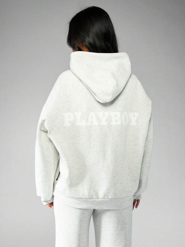 Missguided Missguided X Playboy MISSGUIDED Bunny Logo Oversized Hoodie Pullover Sweatshirt
