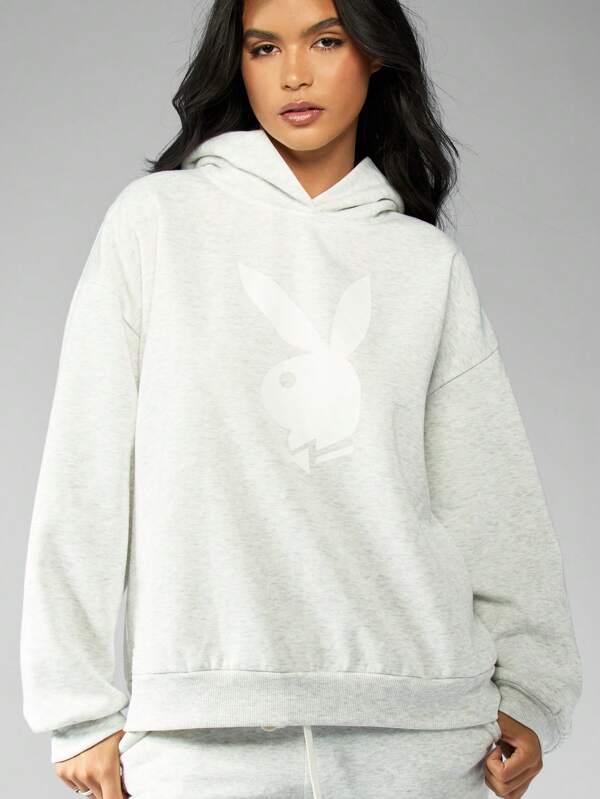 Missguided Missguided X Playboy MISSGUIDED Bunny Logo Oversized Hoodie Pullover Sweatshirt