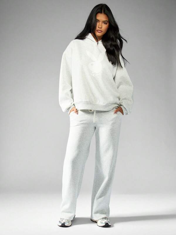 Missguided Missguided X Playboy MISSGUIDED Bunny Logo Oversized Hoodie Pullover Sweatshirt