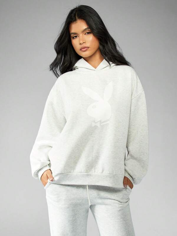 missguided Missguided x Playboy MISSGUIDED Bunny Logo Oversized Hoodie Pullover Sweatshirt