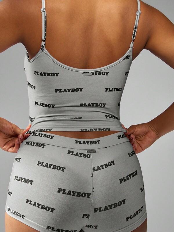 Missguided Missguided X Playboy MISSGUIDED Cami Top And Booty Shorts Set