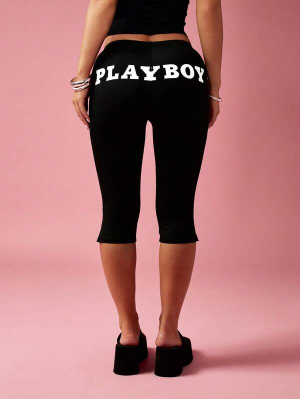 missguided Missguided x Playboy MISSGUIDED Capri Leggings With Logo Print