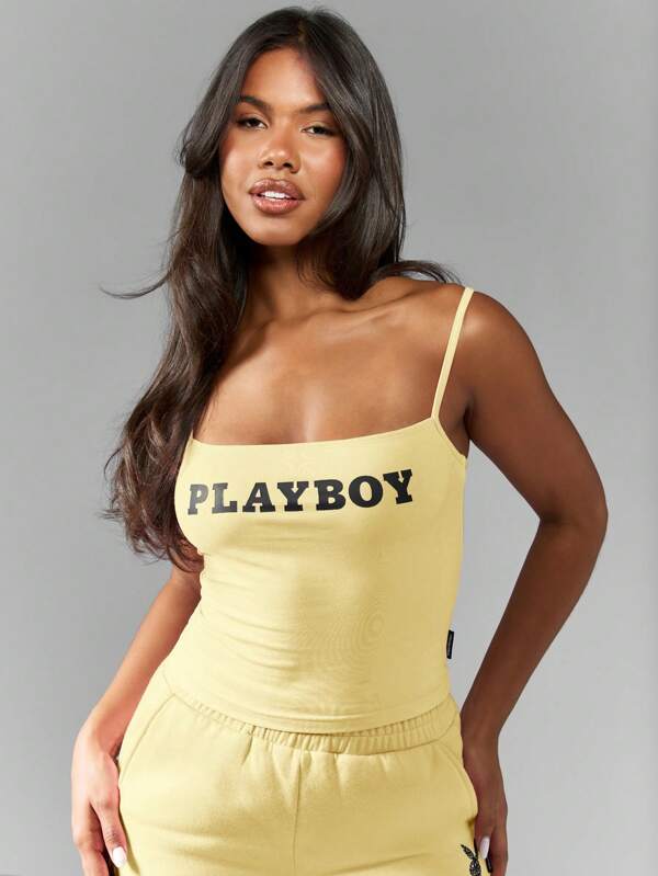 missguided Missguided x Playboy MISSGUIDED Classic Basic Tank Cami Spaghetti Strap Athleisure Sportswear Training
