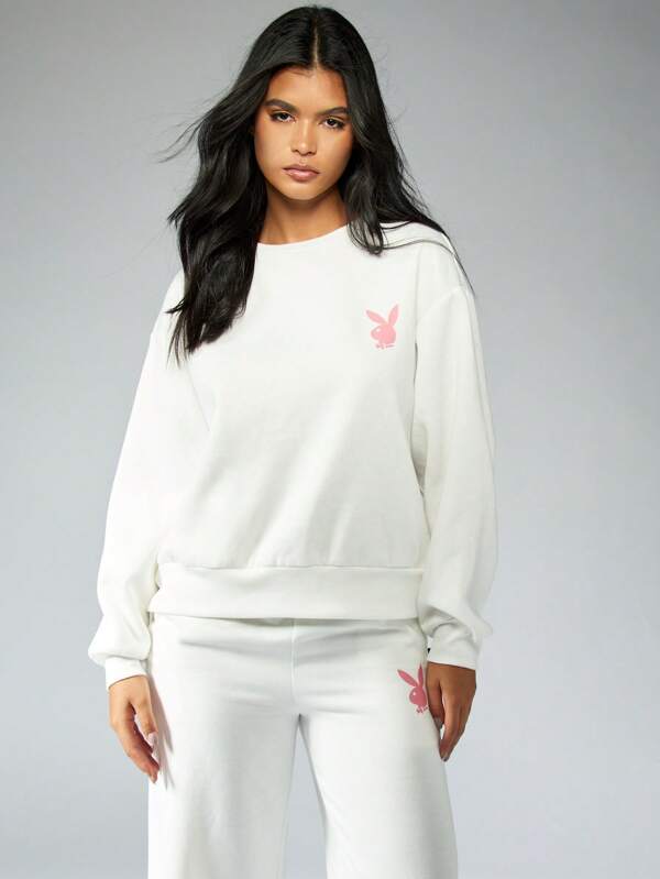 missguided Missguided x Playboy MISSGUIDED Classic Comfort Fit Essential Sweatshirt With Small Bunny Logo