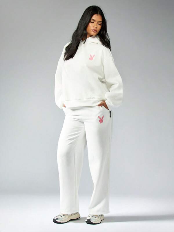 Missguided Missguided X Playboy MISSGUIDED Collaboration Straight Leg Athleisure Iconic Bunny Logo Sweatpants