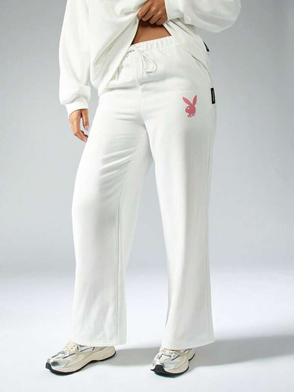 missguided Missguided x Playboy MISSGUIDED Collaboration Straight Leg Athleisure Iconic Bunny Logo Sweatpants