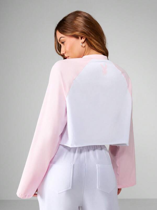 Missguided Missguided X Playboy MISSGUIDED Cropped Long Sleeve Sweatshirt With Logo Print