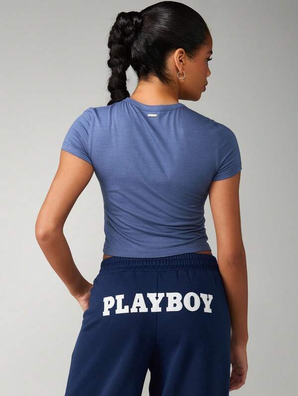 Missguided Missguided X Playboy MISSGUIDED Embossed Baby Tee With Crop Design