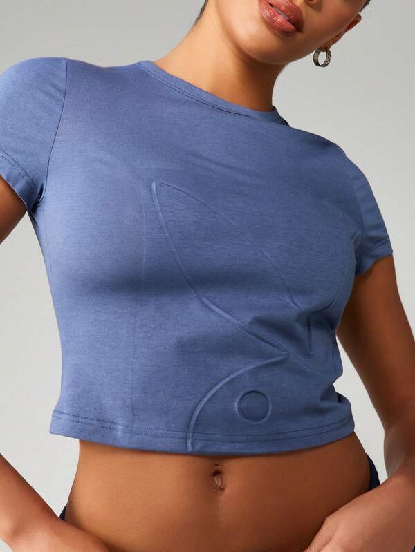 missguided Missguided x Playboy MISSGUIDED Embossed Baby Tee With Crop Design