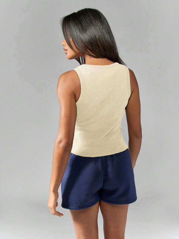 Missguided Missguided X Playboy MISSGUIDED Fitted Ribbed Knit Scoop Neck Crop Tank Top