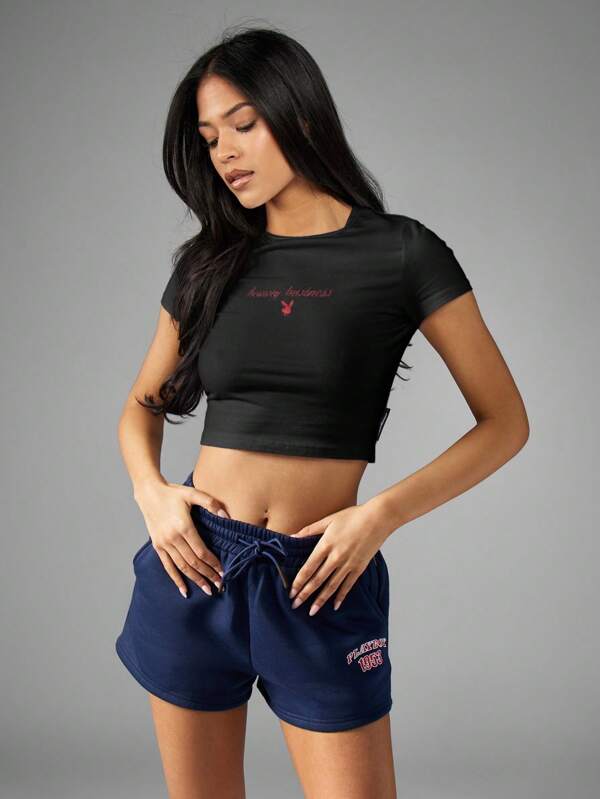 Missguided Missguided X Playboy MISSGUIDED Graphic Tee Crop Top Retro Aesthetic Y2K Style