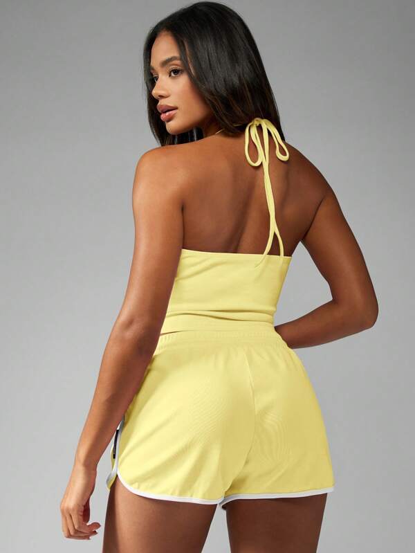 Missguided Missguided X Playboy MISSGUIDED Halter Racerback Crop Tank Top Is Breathable
