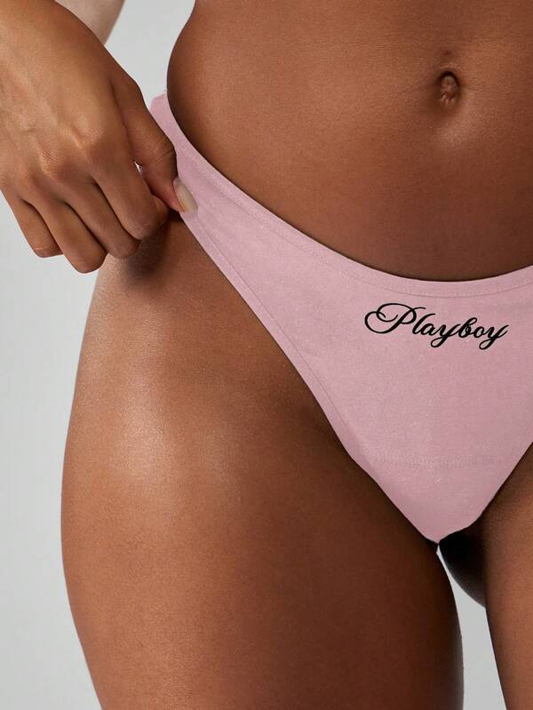 Missguided Missguided X Playboy MISSGUIDED High Cut Brief With Logo Print Design