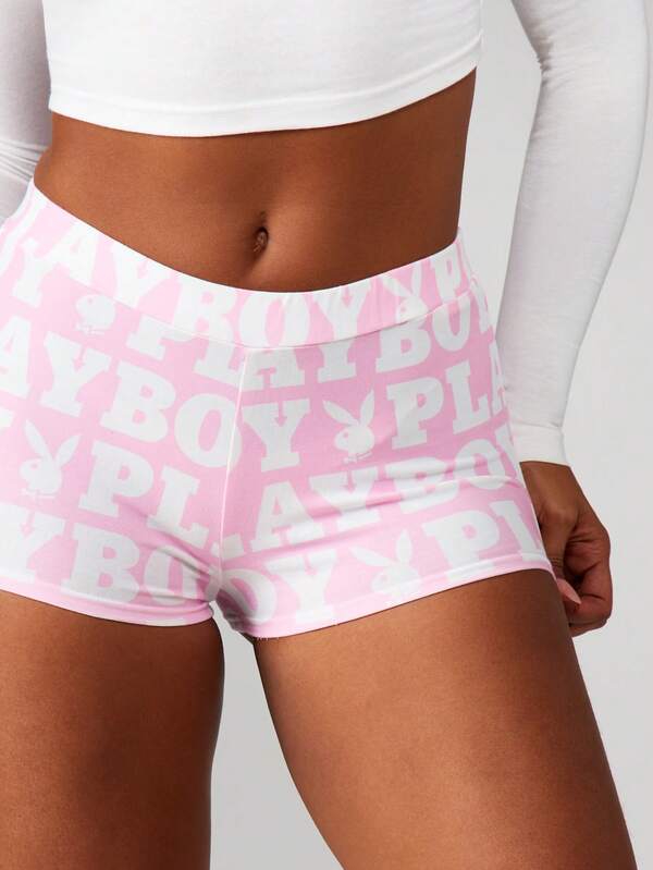 Missguided Missguided X Playboy MISSGUIDED High Rise Booty Shorts With Print