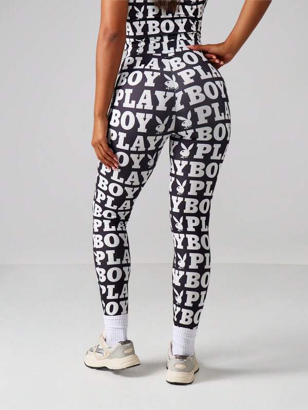 Missguided Missguided X Playboy MISSGUIDED High Rise Leggings With All Over Print