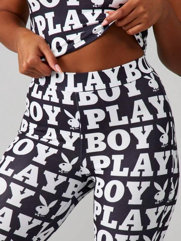 Missguided Missguided X Playboy MISSGUIDED High Rise Leggings With All Over Print