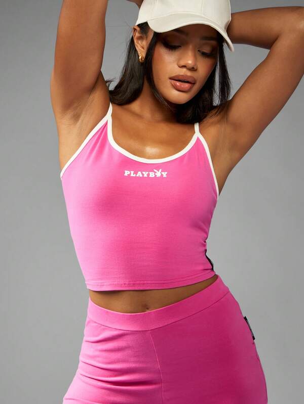 Missguided Missguided X Playboy MISSGUIDED High Rise Two Piece Set Crop Top High Waist Shorts
