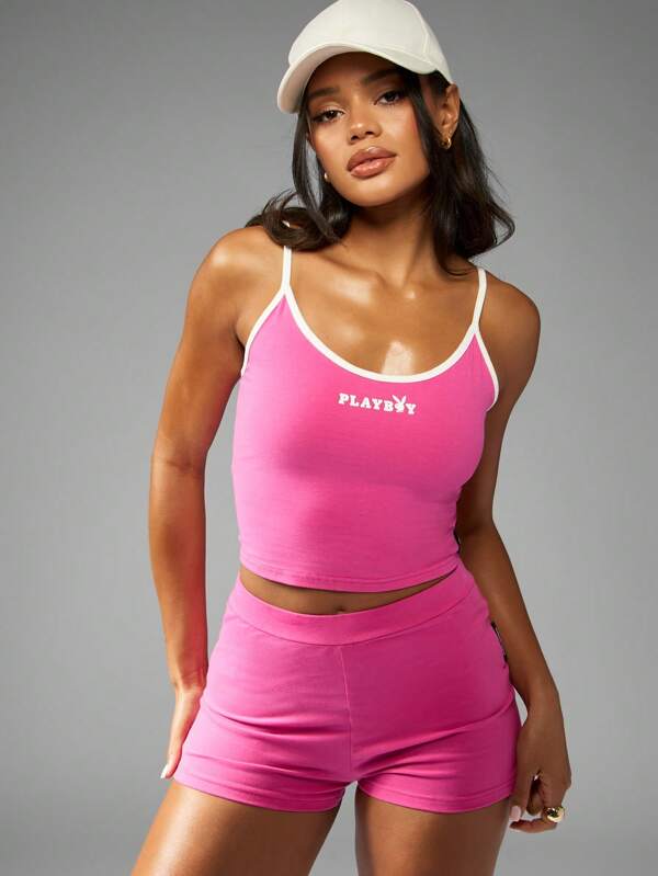 missguided Missguided x Playboy MISSGUIDED High Rise Two Piece Set Crop Top High Waist Shorts