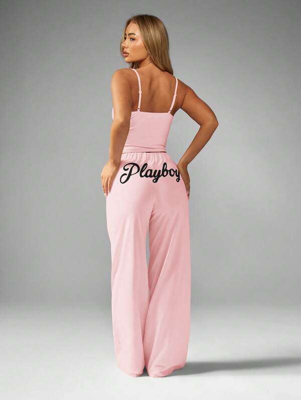 Missguided Missguided X Playboy MISSGUIDED Lace Cami Top And Trouser Pajama Set