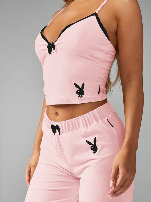 Missguided Missguided X Playboy MISSGUIDED Lace Cami Top And Trouser Pajama Set
