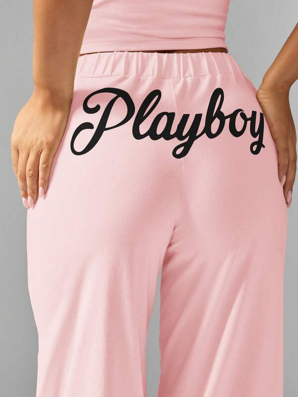 Missguided Missguided X Playboy MISSGUIDED Lace Cami Top And Trouser Pajama Set