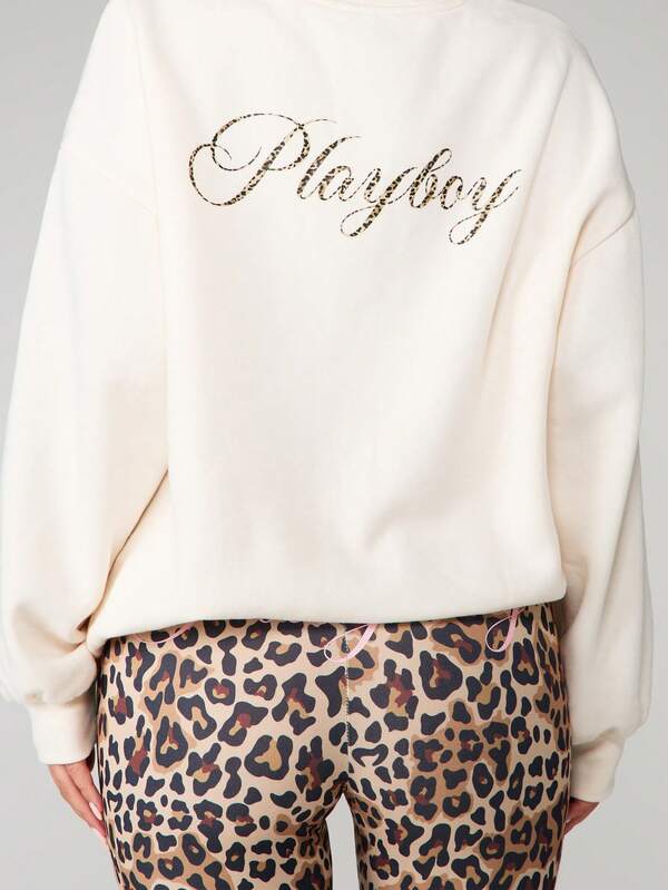 Missguided Missguided X Playboy MISSGUIDED Leopard Print Number Crew Neck Sweatshirt