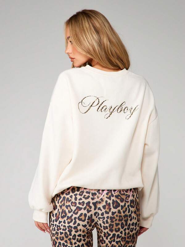 missguided Missguided x Playboy MISSGUIDED Leopard Print Number Crew Neck Sweatshirt
