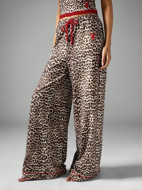 Missguided Missguided X Playboy MISSGUIDED Leopard Print Satin Pajama Set