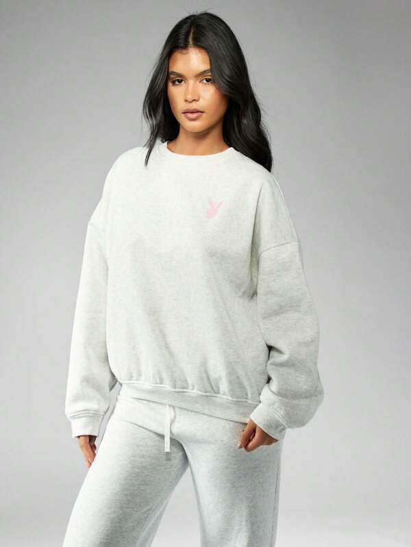 Missguided Missguided X Playboy MISSGUIDED Logo Bunny Print Oversized Sweatshirt