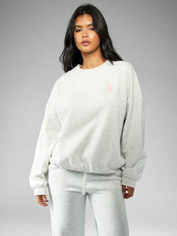 missguided Missguided x Playboy MISSGUIDED Logo Bunny Print Oversized Sweatshirt