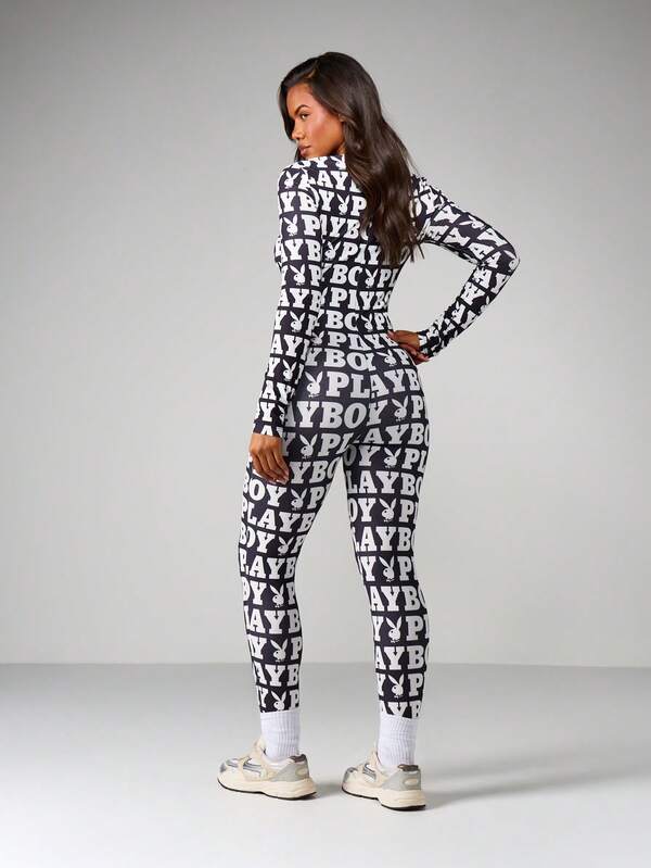 Missguided Missguided X Playboy MISSGUIDED Logo Full Length Jumpsuit