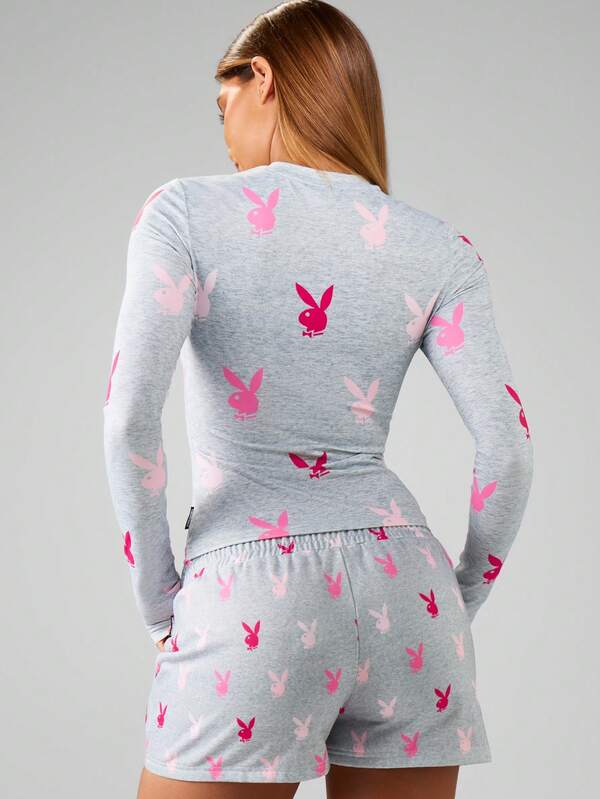Missguided Missguided X Playboy MISSGUIDED Long Sleeve Top With Bunny Print