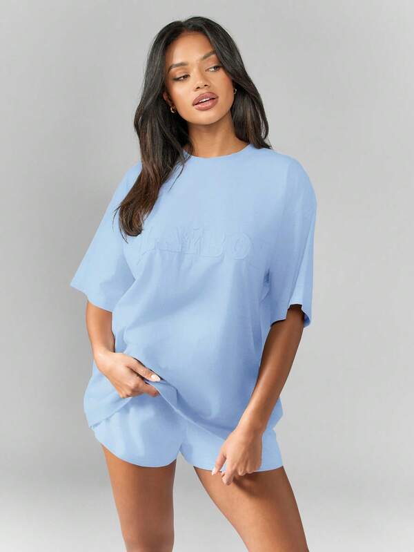 Missguided Missguided X Playboy MISSGUIDED Oversized Casual T Shirt With Applique Lettering Design