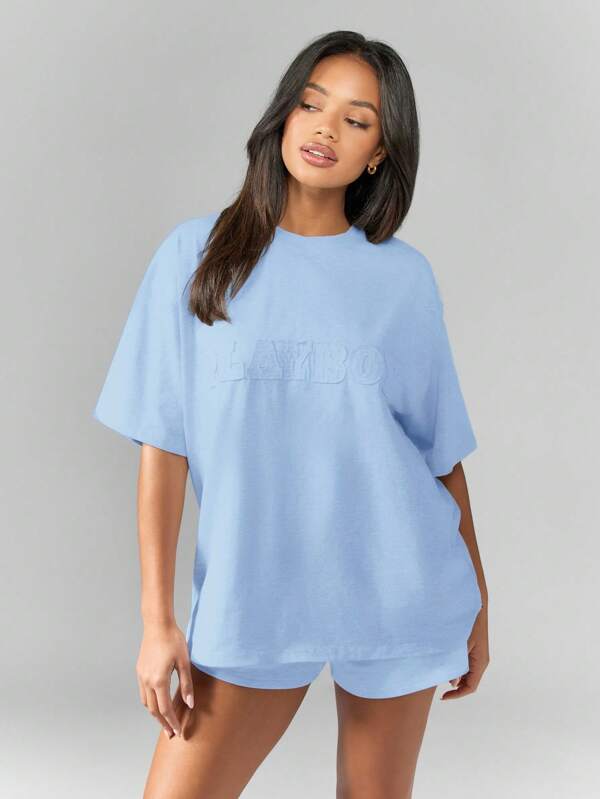 missguided Missguided x Playboy MISSGUIDED Oversized Casual T Shirt With Applique Lettering Design