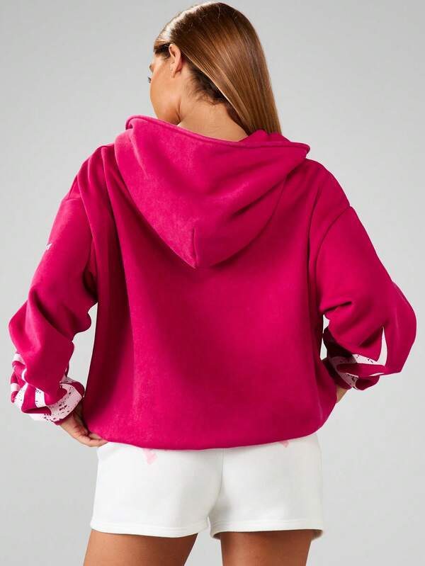 Missguided Missguided X Playboy MISSGUIDED Oversized Graphic Zip Hoodie With Drawstring